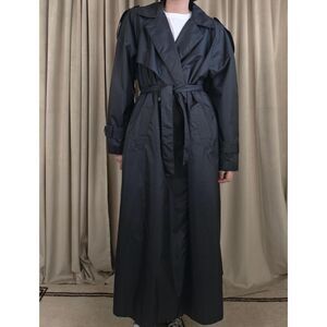 Vintage Gantos Full Length Black Trench Coat Rain Coat
